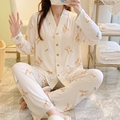 New Modal Postpartum Clothing with Ribbed Collar, Long Sleeve, Long Pants, Comfortable Casual Nursing Feeding Dress, Wholesale, One Piece Shipping