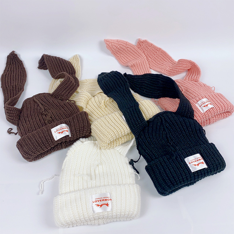 Han China-Chic brand design niche rabbit wool autumn and winter ear protection warm knitted hat children_voghion.com