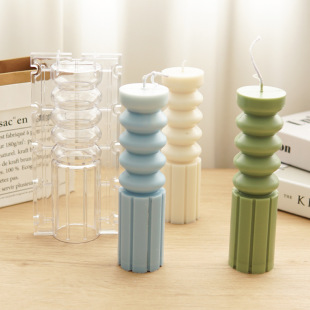 Geometric Stripesd Cylindrical Candle Mold Plastic Acrylic Modern Simple Cylindrical Transparent Scented Candle Mold