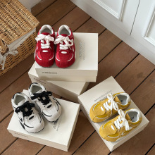 萌萌童鞋2025秋款韩版新品男女童拼色时尚德训鞋儿童魔术提宝宝鞋