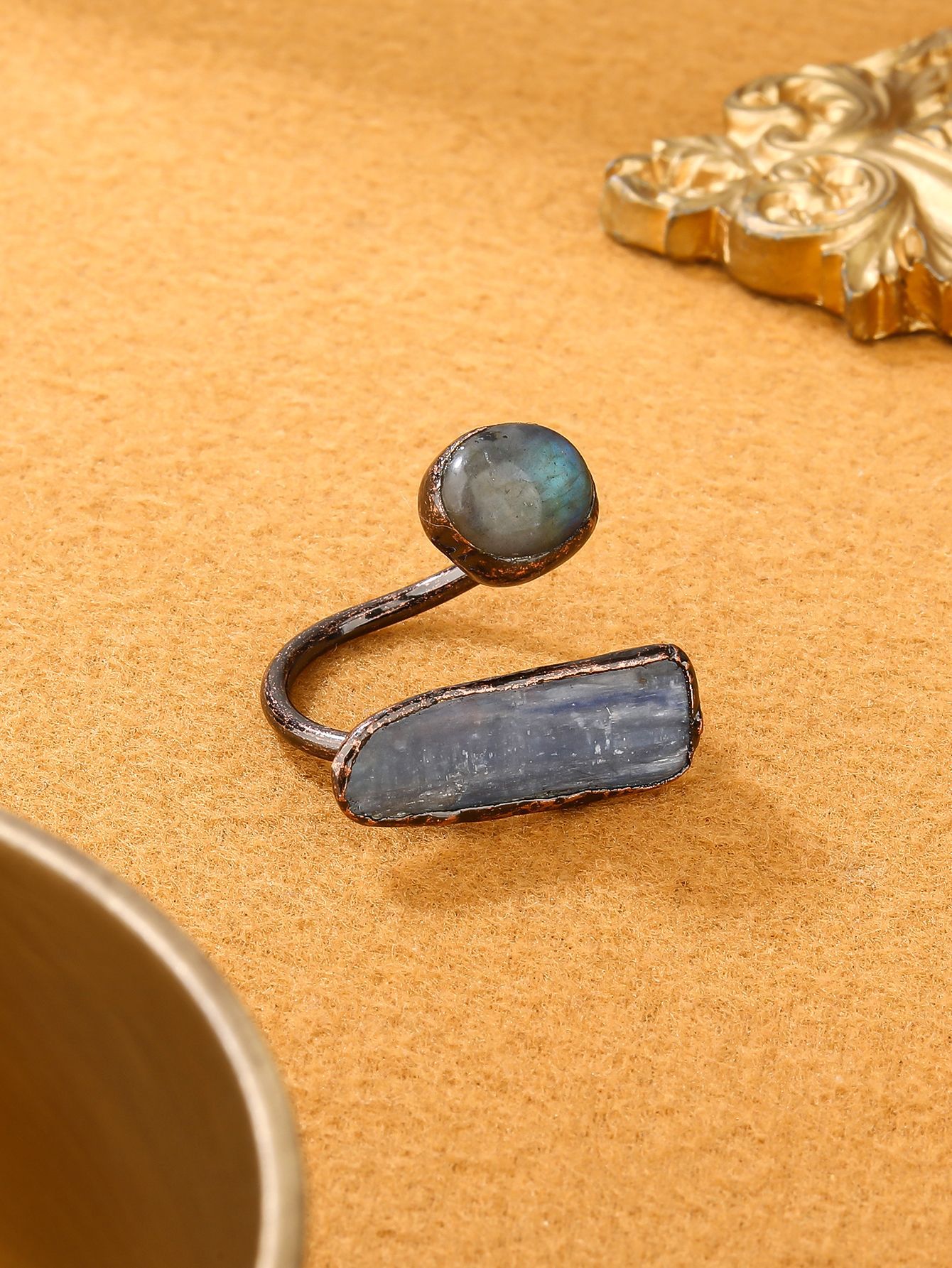 25g Weight Natural Stone, Crystal Inlay Material Open Rings Classification Adjustable Ring Size 1 Piece Quantity Daily Occasion Copper Material Geometric Pattern All Seasons Season Unisex Gender Inlay Design Retro, IG Style Style IG Style Retro Geometric Copper Inlay Natural Stone Crystal Unisex Open Rings Punk Rings 7