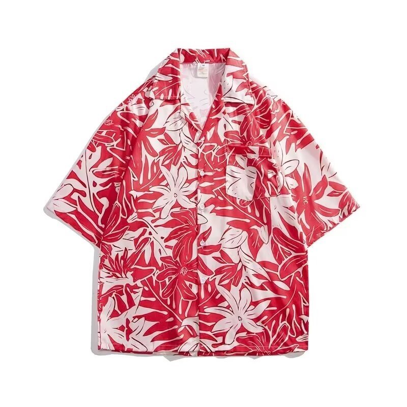 New Cuban Collar Hawaiian Short Sleeved Floral Shirt For Men, Summer Beach Shirt, Loose Fit And Versatile._viptrois.com