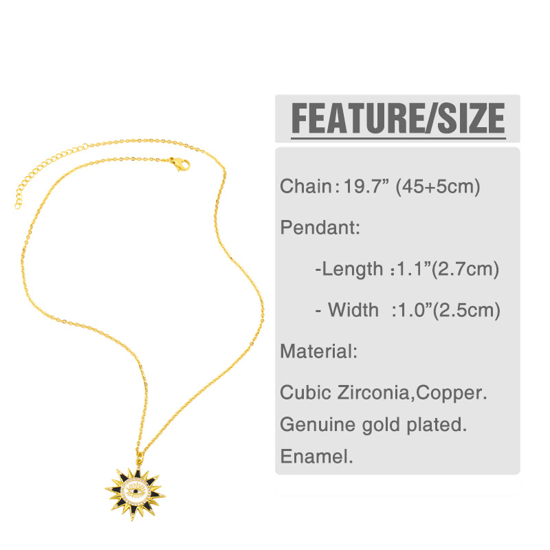 Vente En Gros Collier En Cuivre Pendentif Œil De Soleil Diamant Nihaojewelry display picture 1