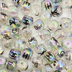 12 ミリメートルアクリル透明発光ビッグブランドストレートホールビーズバケットビーズ diy 携帯電話チェーンキーホルダージュエリーアクセサリー