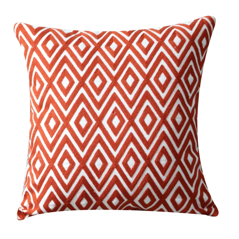 Modern Scandinavian pillow, sofa for bed, with embroidery