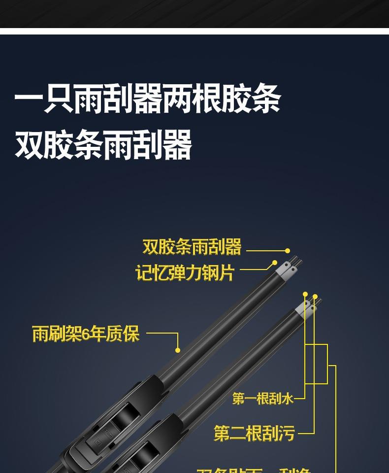 Suitable for Volkswagen Sagitar double-layer rubber strip wiper double-scraper boneless wiper HD mute wiper blade thickening