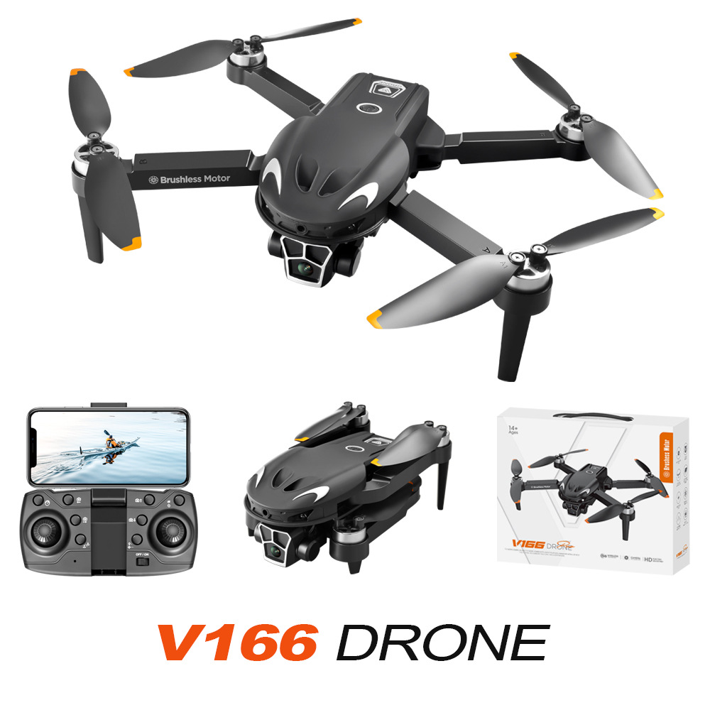 Cross-Border Drone V166 High-Definition Two-Axis Gimbal Aerial Photography Optical Flow Remote Control Aircraft Four-Axis Brushless Export Aircraft