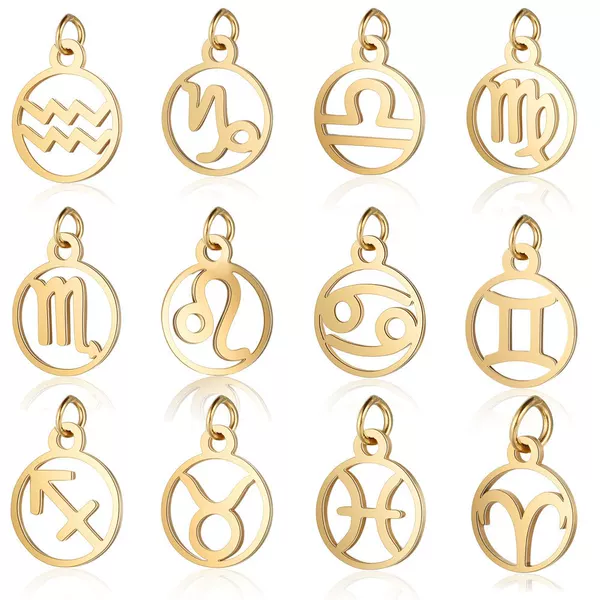5/package titanium steel hollow twelve constellation jewelry accessories stainless steel hand-made pendant steel color gold constellation