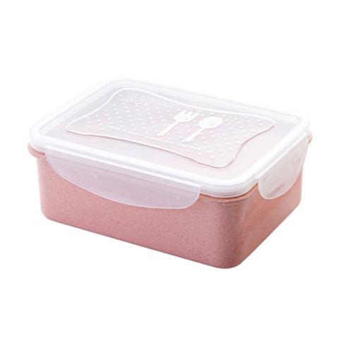 Wheat straw lunch box microwave lunch box set refrigerator fruit crisper rectangular storage box wholesale