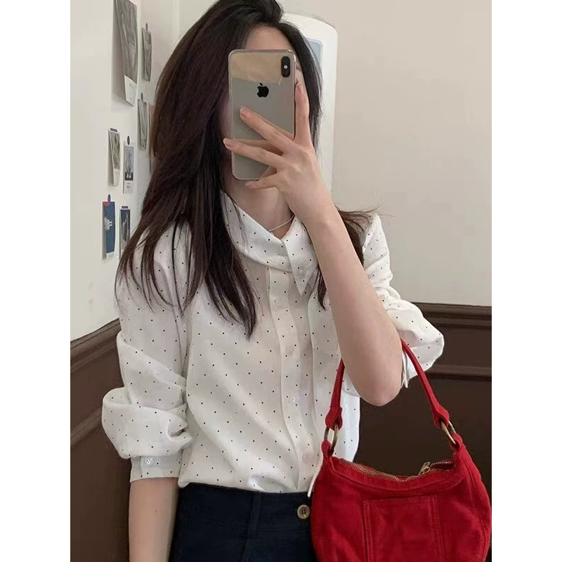 Белая точка солнцезащитная рубашка женский 2025 новый весенний продвинутый смысл легкий экстравагантный возраст