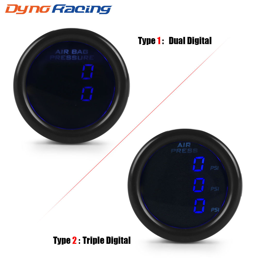 Car modification digital display dual/three-screen air pressure gauge with NPT1/8 sensor, blue light, 2-inch 52MM instrument