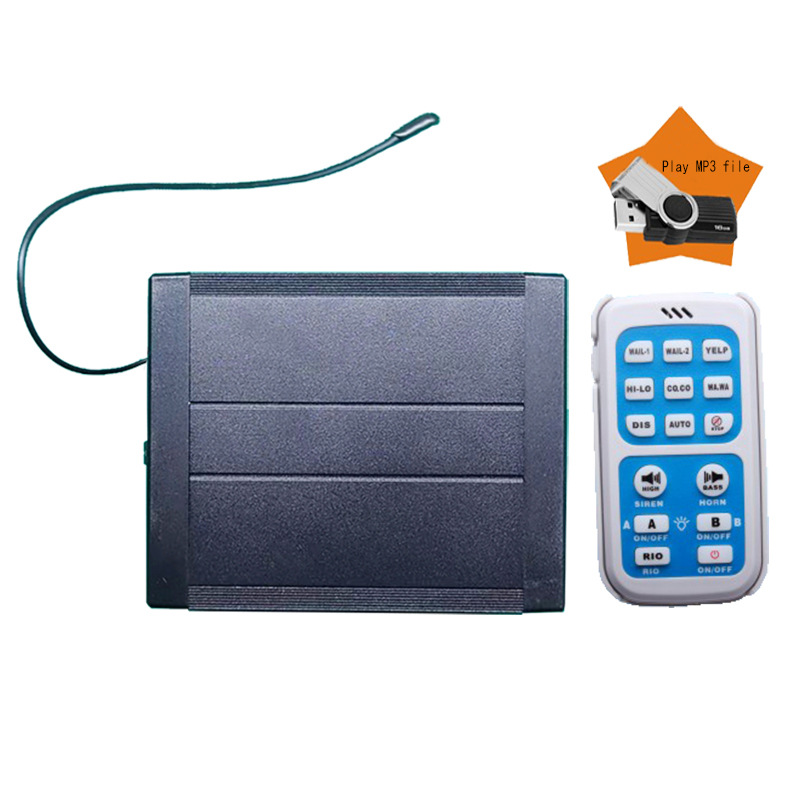 Car-mounted alarm MP3 loudspeaker 12V24V high-pitched remote control siren AS920BH-MP3+ Black Horn speaker