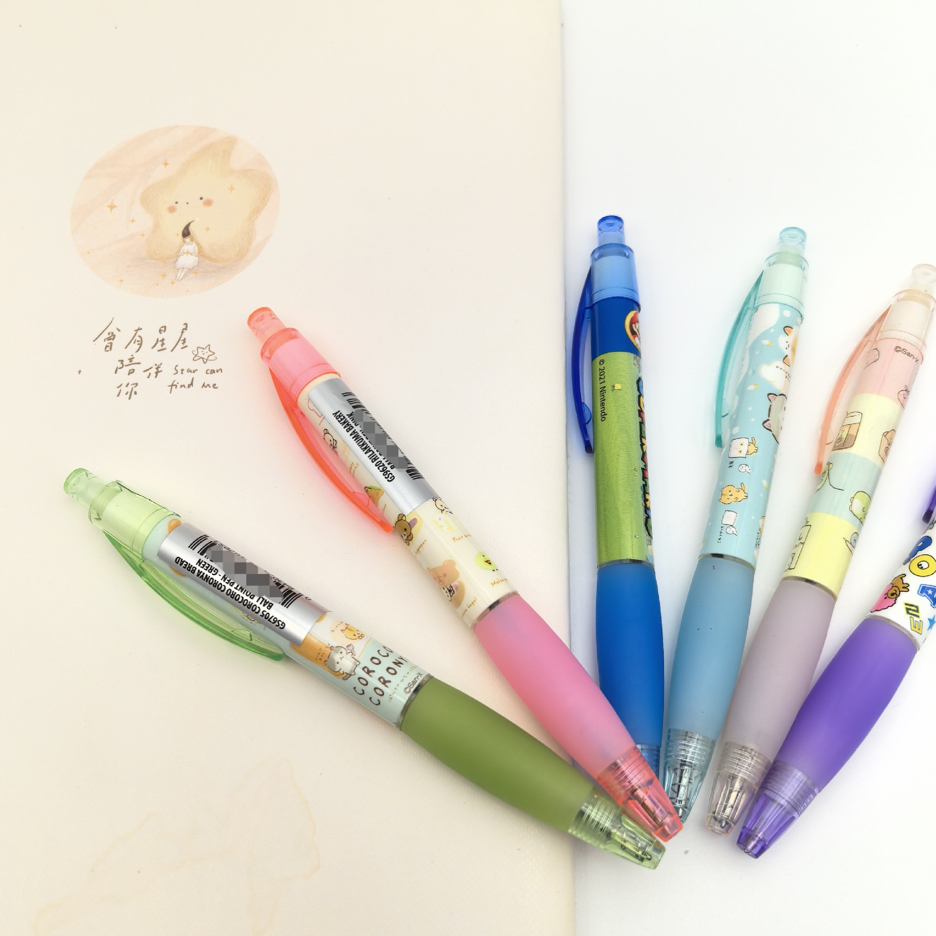 Japón y Corea del Sur venta caliente dibujos animados bolígrafo personalizado bolígrafo de transferencia de calor reemplazable bolígrafo de película encantador