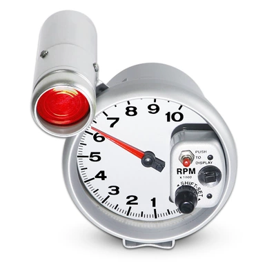 Led Tachometer 10000Rpm 127mm Black and White 12V Car Modification Instrument 5inch Tachometer Alarm (automobile instrument) - tachometer-silver
