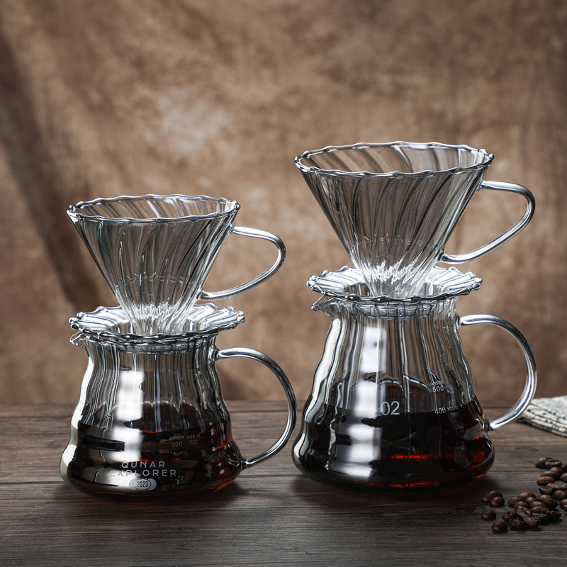 新型ガラス灰皿縦紋雲壺コーヒーポット600ミリリットルセット灰皿v60フィルター漏斗フィルターカップ|undefined