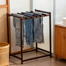 衣架矮款落地裤架小型多功能移动楠竹挂衣架带轮神器裤子收纳架子