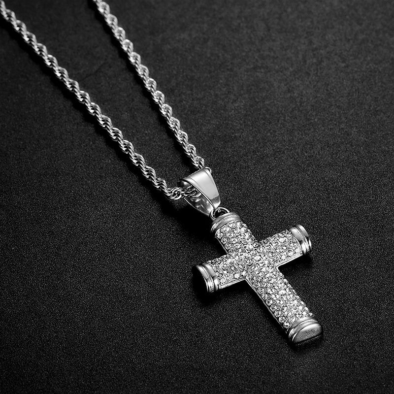 22g Weight Pendant, Chain Jewelry Making Type 27*54mm Jewelry Making Size Zircon Inlay Material DIY Jewelry Accessories Classification 1 Piece Quantity Titanium Steel Material Cross Pattern Inlay Design Hip-Hop Style 1 Piece 27*54mm Titanium Steel Zircon Cross Pendant Chain 5