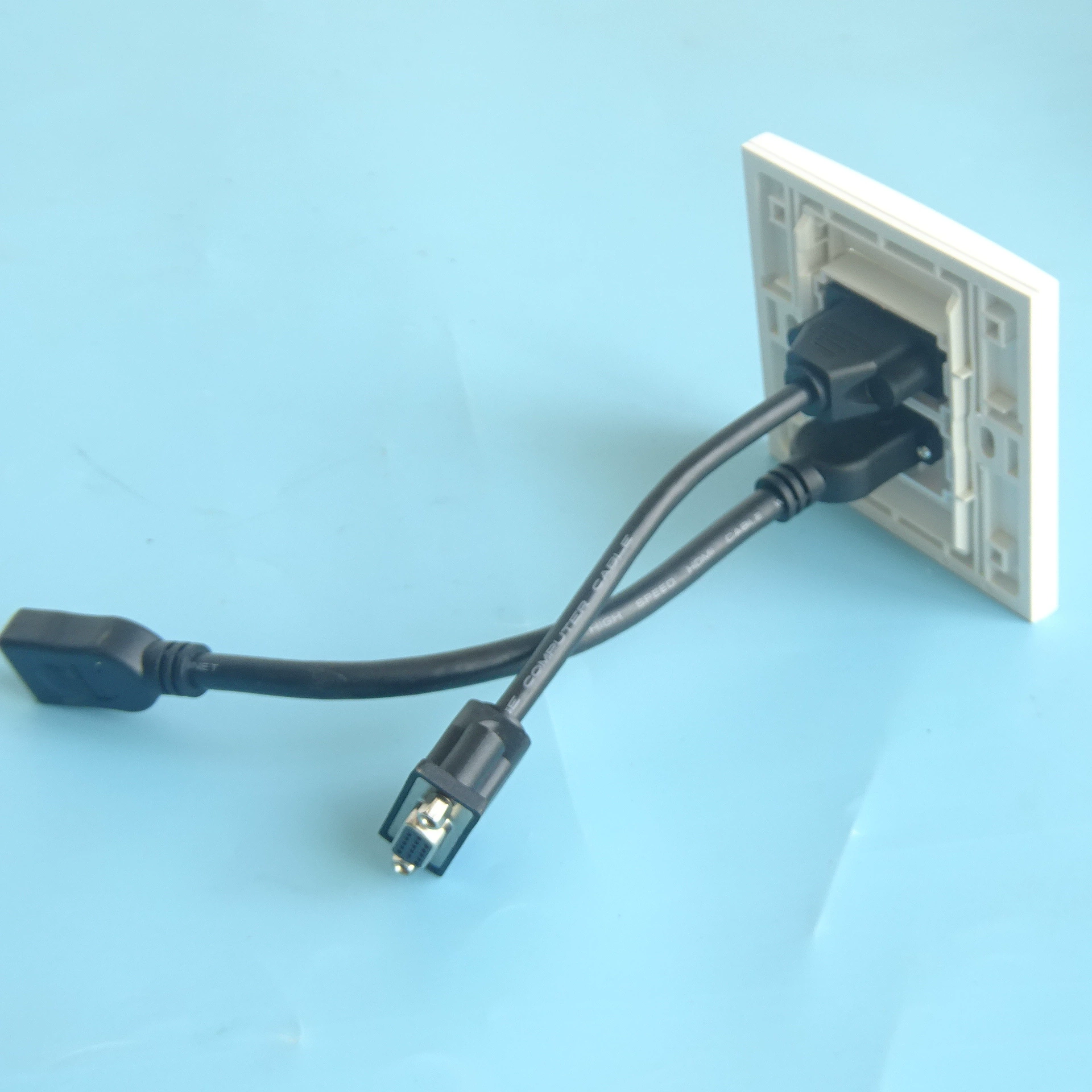Type 86 two -bit with 128 HDMI welding module VGA band line directly insert multimedia wall socket panel