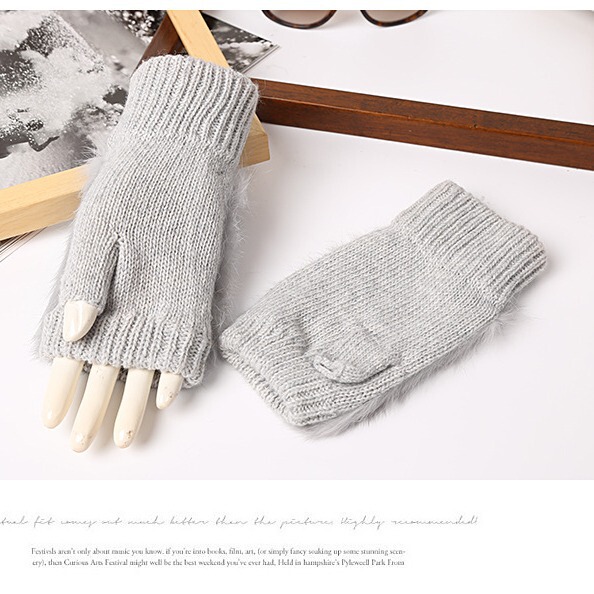 Demi-season keep warm knitted gloves