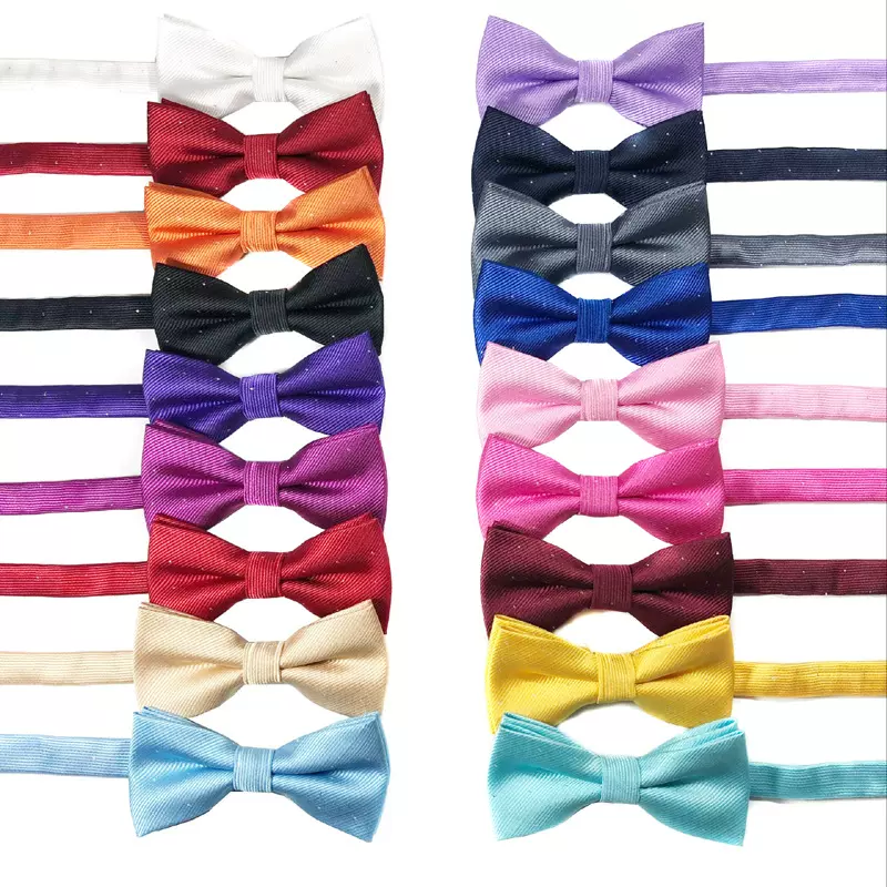 领结儿童纯色色织银丝点子蝴蝶结 一色细纹小孩拍照摄影厂家直销