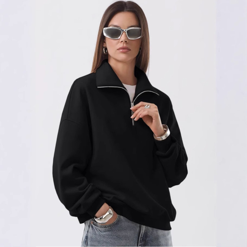 European and American Dark Style Sweatshirt Women's Hoodie Gothic Couple Harajuku Oversized Quarter-Zip Sweatshirt Top