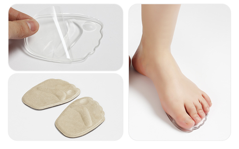 43g Weight Slippers Suitable For Shoe Type A Pair Quantity Daily Occasion Solid Color Pattern Winter, Summer, Spring Season Women's Gender 3d Comfortable Adjustment Forefoot Pad Silicone Comfortable Self-adhesive Soft Shock Absorption Non-slip Forefoot Pad Women's Thickened Soft Half Insole Forefoot Pad