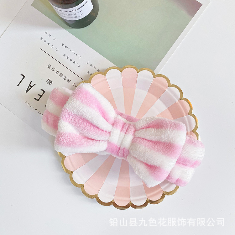 Color europeo y americano rayas arco pelo banda coral terciopelo pelo banda Linda diadema mujer cara lavado diadema arco grande