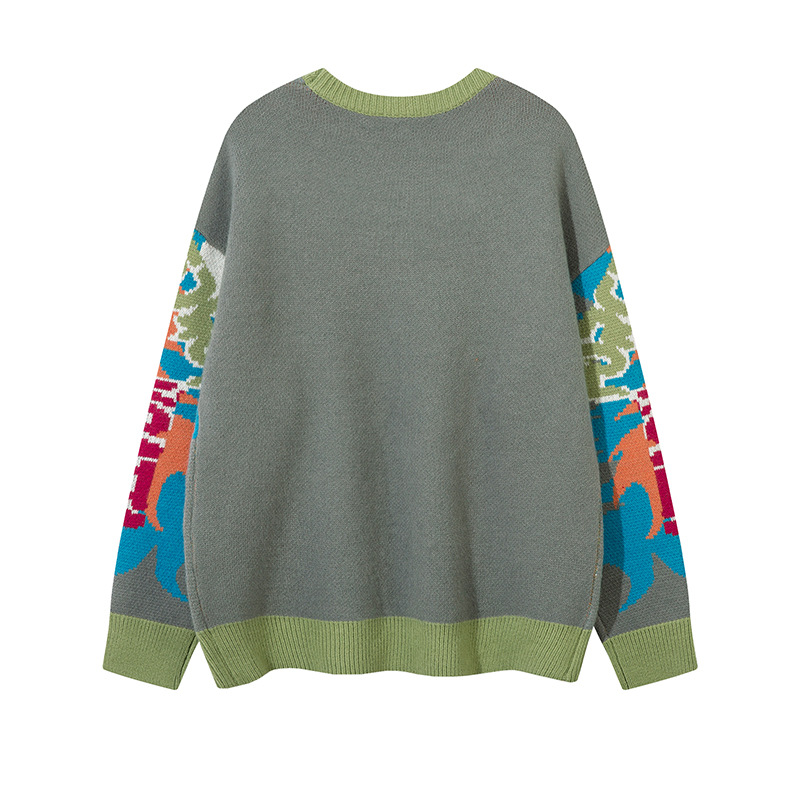 Herrenbekleidungsstil Jugendmode Dopamin Design Sense Lockerer Rundhalspullover Herren- und Damenmodemarke Lazy Style Lässiger Strickpullover_voghion.com