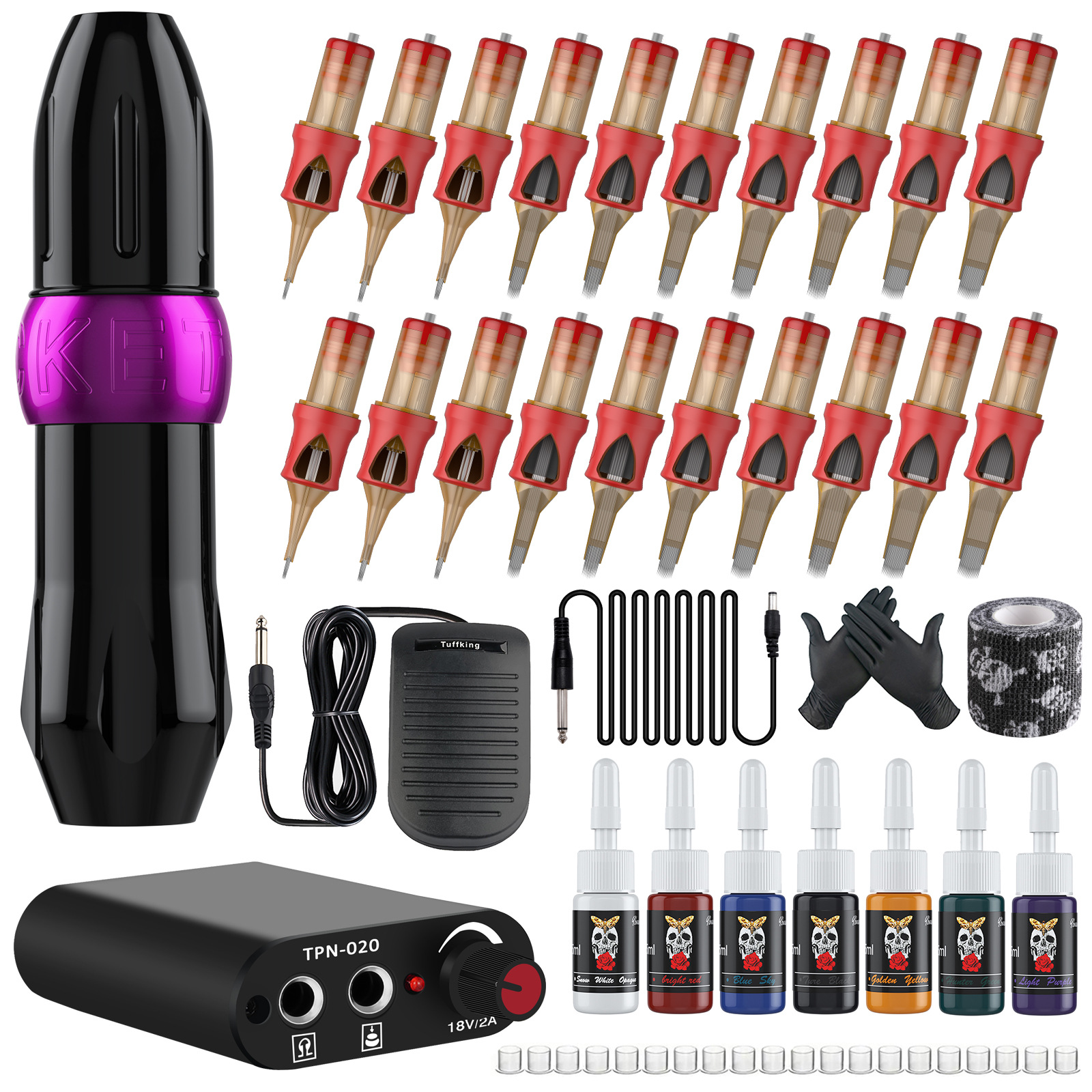 Transfronterizos para mini suministro de energía set de tatuaje bala máquina de tatuaje herramientas de tatuaje equipo completo aguja