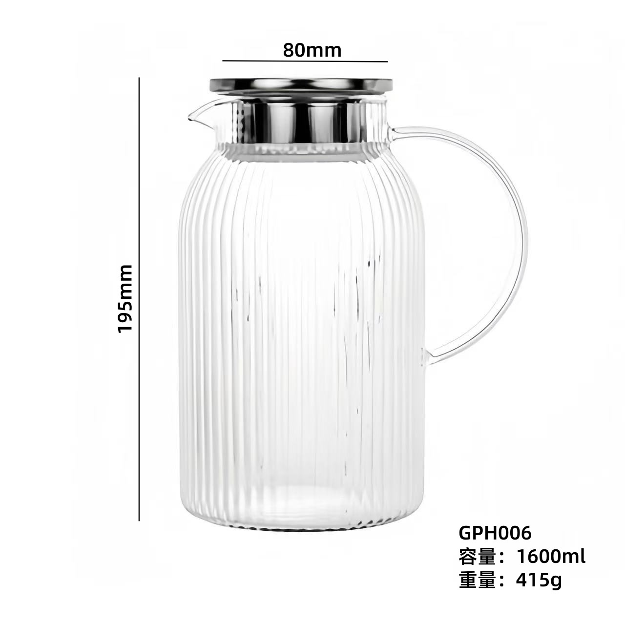 vidrio de alto silicio borosilicato estampado tetera de agua fría con tetera de té resistente a altas temperaturas tetera de bebida caliente tetera de jugo tetera de té doméstica tetera de hierba tetera