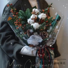 Xi Hua Nong Christmas Snowflake Pattern Transparent Cellophane for Christmas Eve Apple Flower Bouquets – Thickened OPP Packaging Material