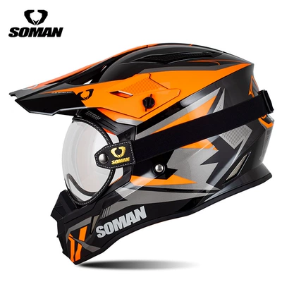 Motosiklet kaskı (dəbilqə), Men's Electric Bike Full-Face Helmet - black-orange-lightning-with-t3-transparent-s