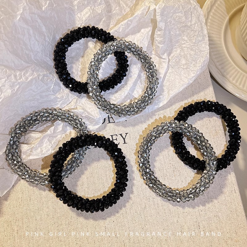 Pulseras de temperamento de doble propósito anillo de cabello de diamante de agua cuerda de cabello para mujeres 2024 nueva cuerda de cabeza de alta elasticidad atada de cabello tocado de banda de goma