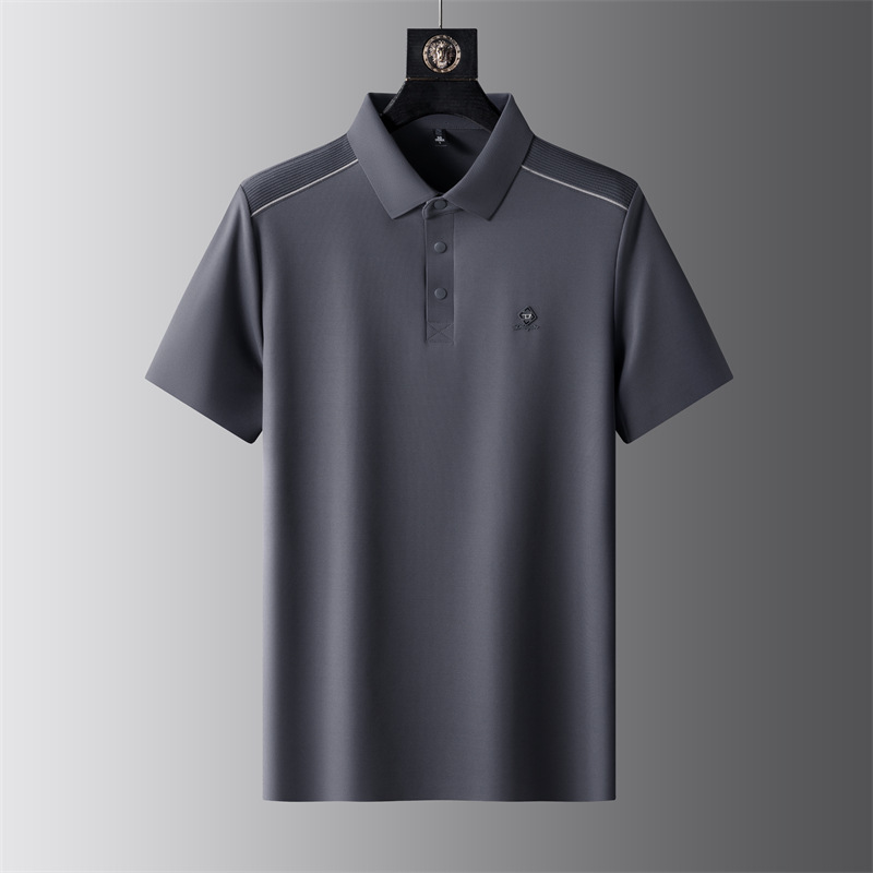 夏の新作若者と中年男性のTシャツルーズ半袖Tシャツビジネスラペルカジュアルトップ白Tシャツ|undefined