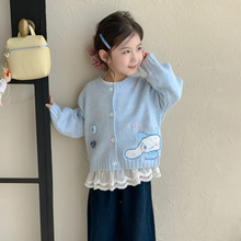 女童毛衣春秋款2025新款洋气女宝宝秋季针织开衫儿童秋装线衣外套