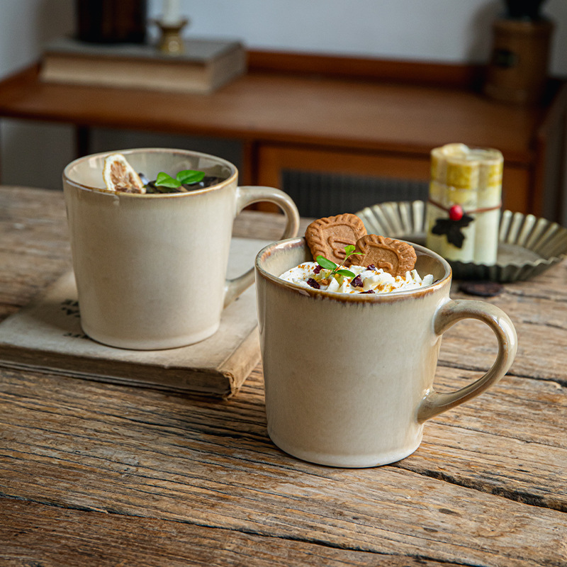 Nicho simple horno taza de cerámica doméstica taza de té nostálgica vintage taza de café americana taza de café mayorista