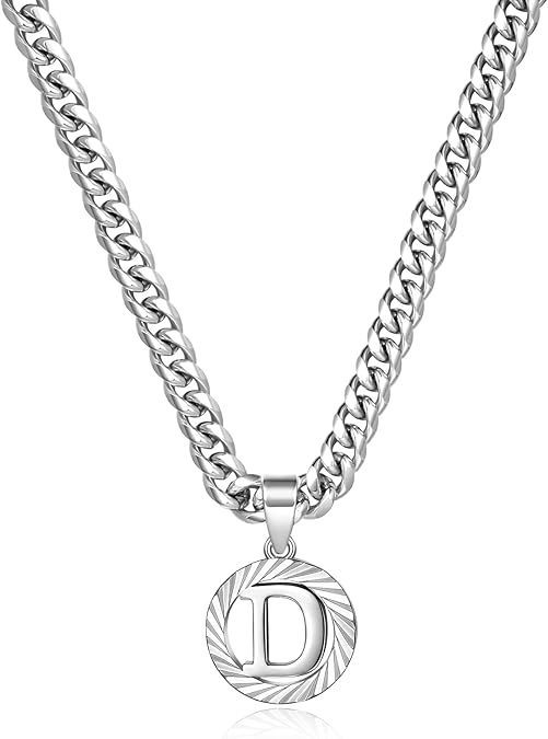 Collier cubain en or blanc, style européen et américain, 26 lettres, style clavicule, inaltérable. Bijou inaltérable._voghion.com