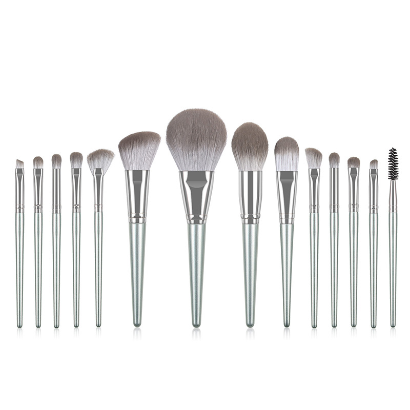 Fenglida fábrica al por mayor 14 pinceles de maquillaje traje mango de aluminio polvo uniforme sombra de ojos cepillo herramientas de belleza maquillaje cepillo conjunto completo