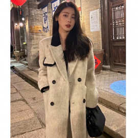 赫本风呢子大衣外套女2024秋冬新款毛呢高级感超好看小个子中长款