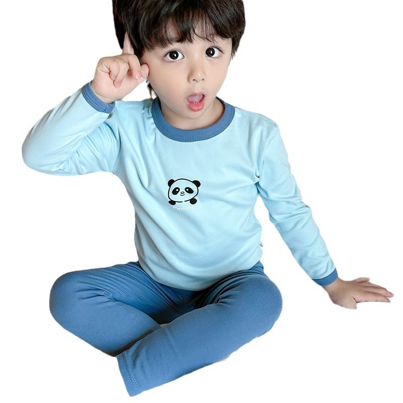 Primavera y otoño para niños nuevo traje de ropa interior térmica ropa de otoño para niños pantalones largos ropa infantil de dibujos animados conjunto de dos piezas al por mayor