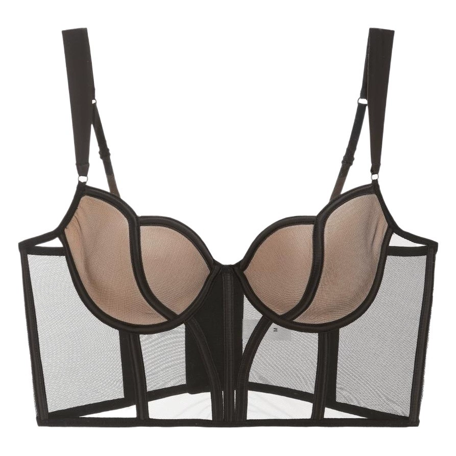 Бюстгальтер-корсет с сетчатыми вставками, утягивающий талию, формирующий и подтягивающий, тонкий комплект для женщин с чашечками и эффектом лифтинга.