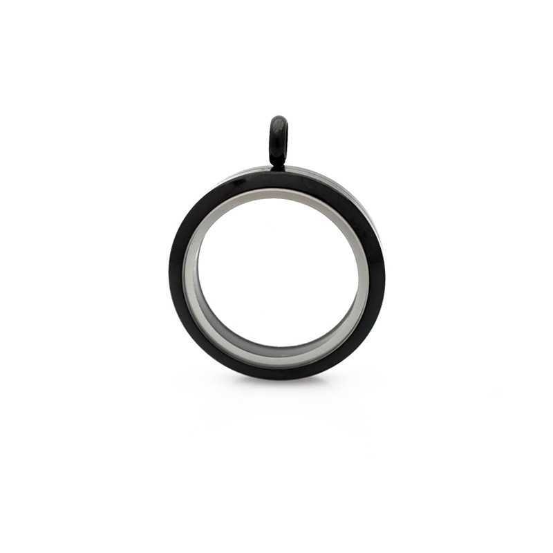 Gawu caja de acero inoxidable redonda de cristal caja de la foto cinabrio COLLAR COLGANTE hombres y mujeres Universal de múltiples tamaños disponibles