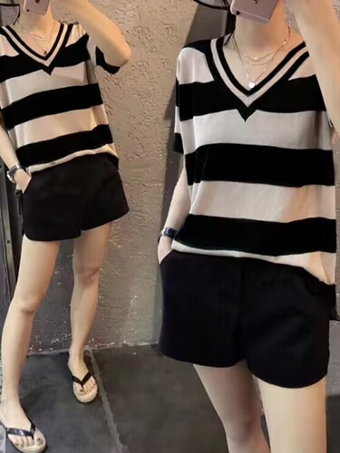 Loose large size casual suit for women's summer, fat Tibetan meat, loose large size short-sleeved shirt, shorts, two-piece set