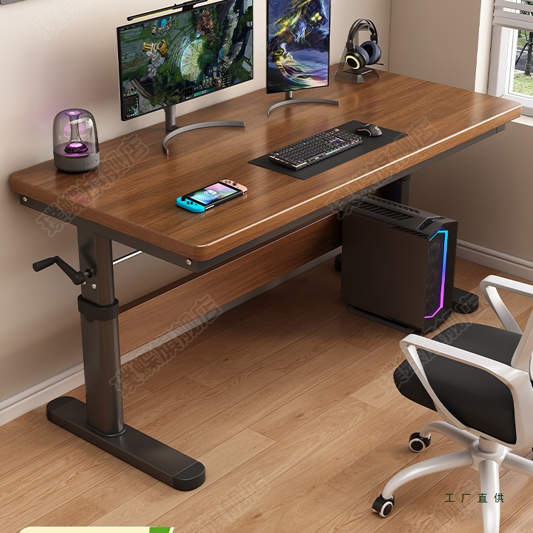 Lift Computer Table Desktop Solid Wood Table Home Desk Workbench Simple Office Study Table Double E-Sports Table