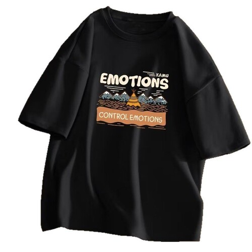 Men's Loose Hong Kong Style Versatile 5-Button Sleeveless Summer T-Shirt with Ins Inspired Personality Prints