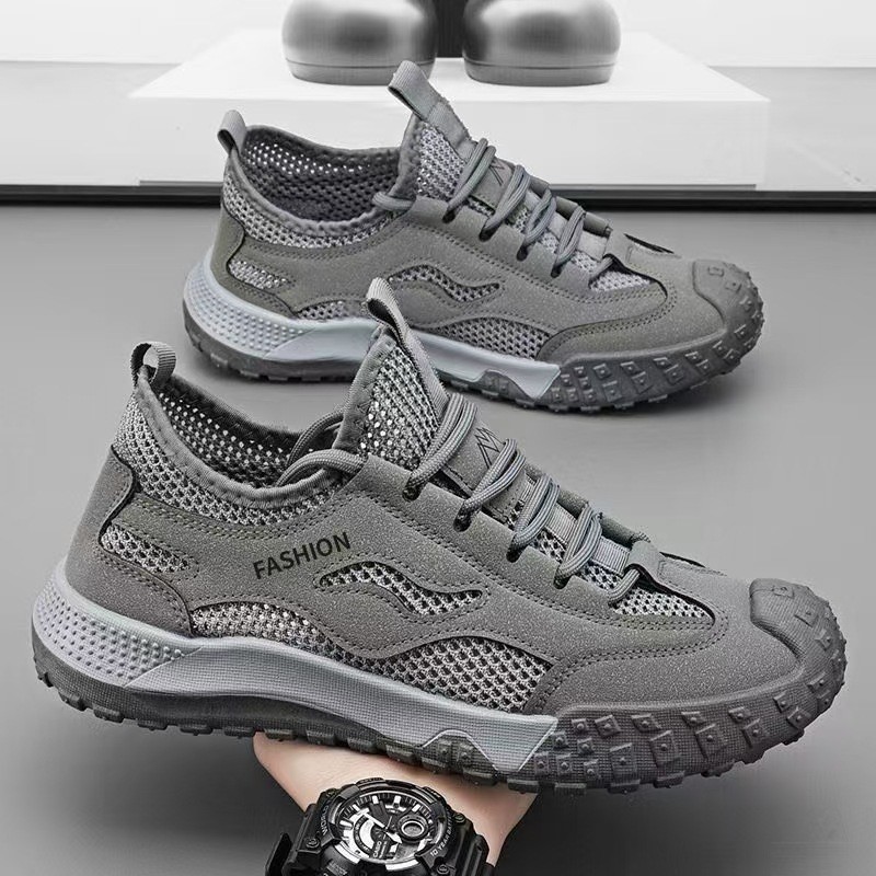 Zapatillas deportivas transpirables de malla para hombre, suela gruesa, ligeras, para senderismo y viajes, calzado casual al por mayor.