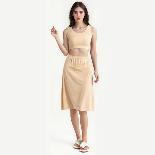 Women's halter neck camisole, can be worn alone or layered, sexy beautiful ice silk invisible, versatile, casual medium-long length base layer