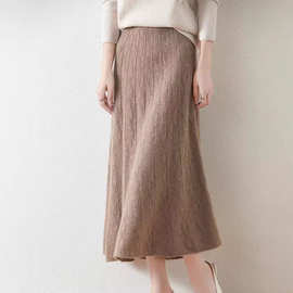 22新款纯色羊绒伞裙韩版洋气半身裙女秋冬中长裙子显瘦遮肚子长裙