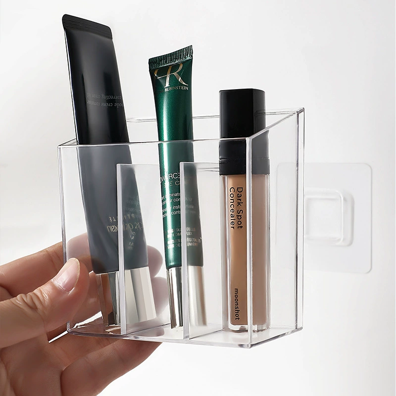 Настенная разделительная коробка для хранения в ванной без проколов губная помада для бровей коробка для хранения ПЭТ прозрачная коробка для хранения сетки новый