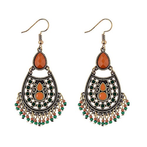 Handmade retro bohemian ethnic style earrings, feminine holiday tassel earrings, Thai long personalized earrings